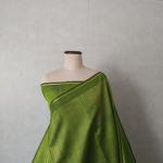 Dupion Silk Saree in Olive Green with All-Over Gold Zari Weave & Self Border