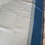 Banarasi Tissue Mix Saree in Patli Pallu Design – Peacock Blue Grid Pleats & Shimmering Silver Tissue Pallu