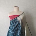 Banarasi Tissue Mix Saree in Patli Pallu Design – Peacock Blue Grid Pleats & Shimmering Silver Tissue Pallu