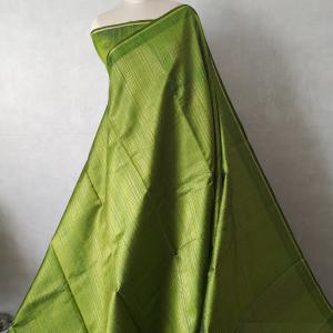 Dupion Silk Saree in Olive Green with All-Over Gold Zari Weave & Self Border