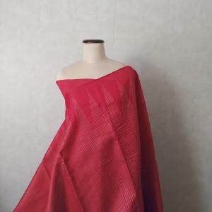 Dupion Silk Saree in Rani Pink with Gold Zari Pinstripes & Chevron Detailing