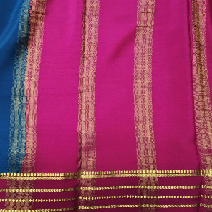 Rani Pink & Royal Blue Dual‑Tone Saree