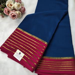Rani Pink & Royal Blue Dual‑Tone Saree