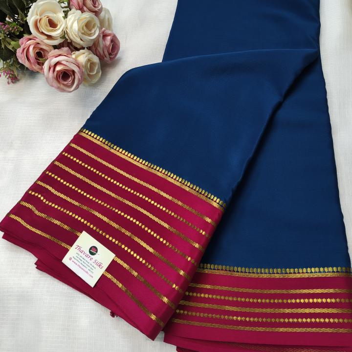 Rani Pink & Royal Blue Dual‑Tone Saree