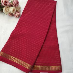 Rani Pink Gold Zari Checked Silk Saree
