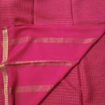 Rani Pink Gold Zari Checked Silk Saree