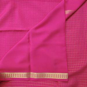 Rani Pink Gold Zari Checked Silk Saree