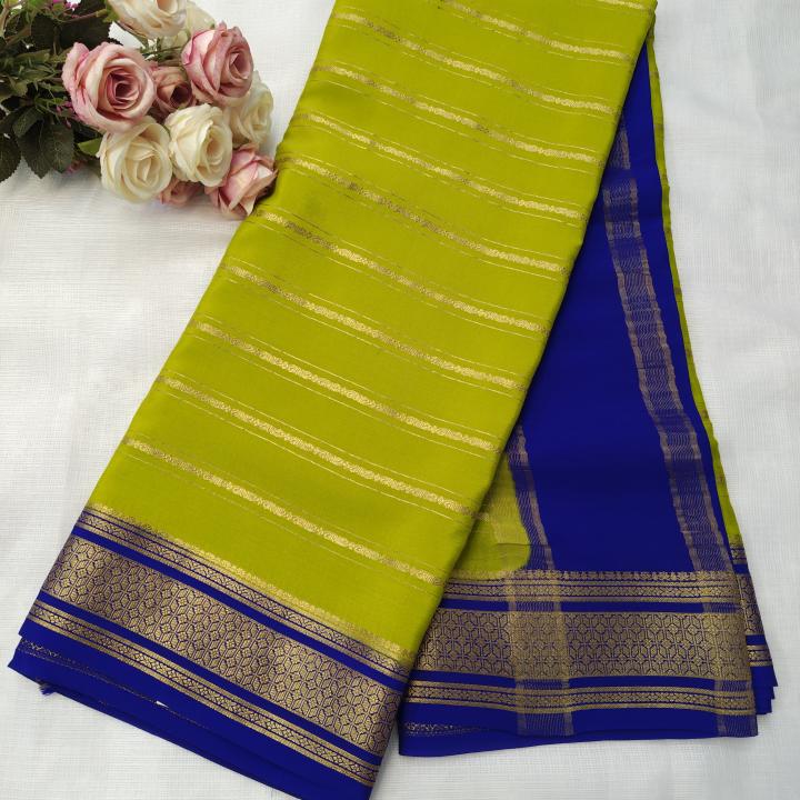 Lime Green & Royal Blue Dual‑Tone Saree