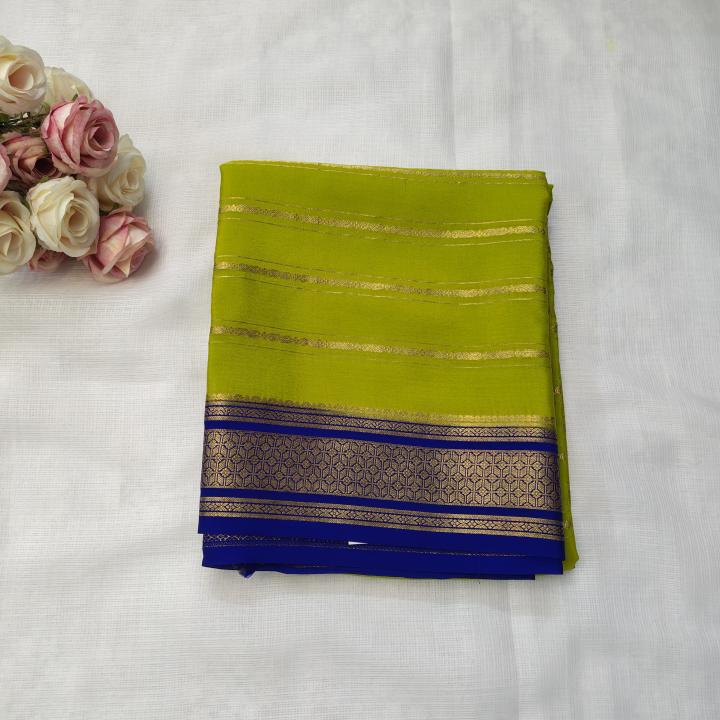 Lime Green & Royal Blue Dual‑Tone Saree