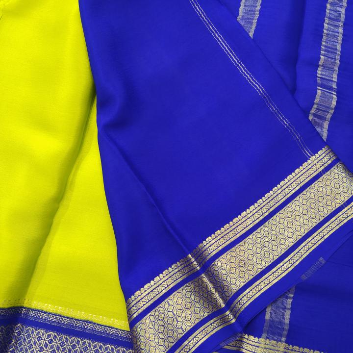 Lime Green & Royal Blue Dual‑Tone Saree