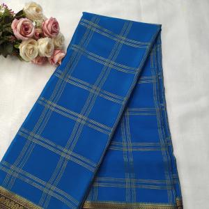 Royal Blue Zari Checked Silk Saree