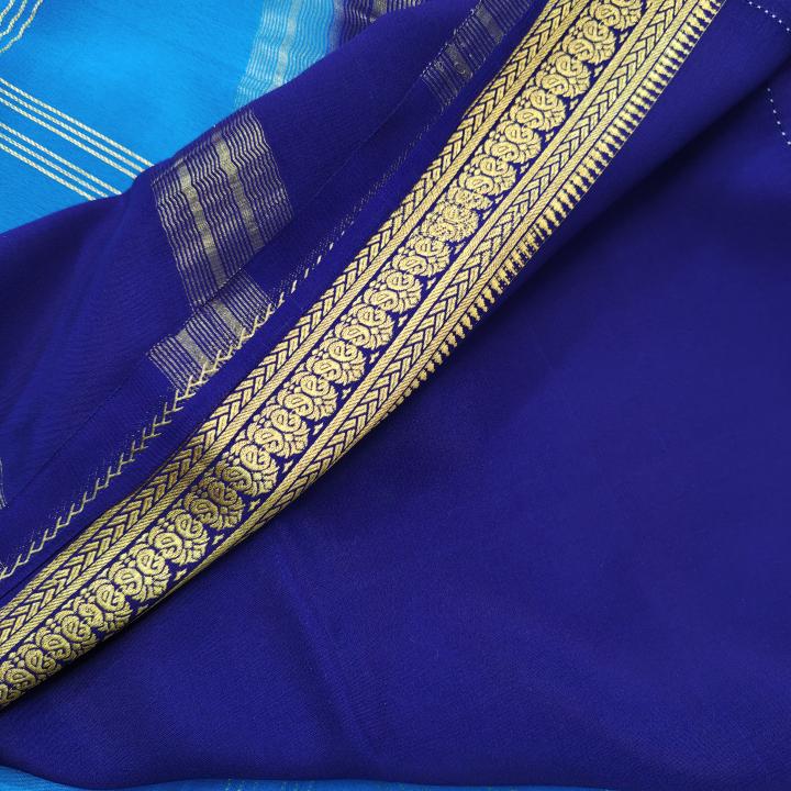 Royal Blue Zari Checked Silk Saree