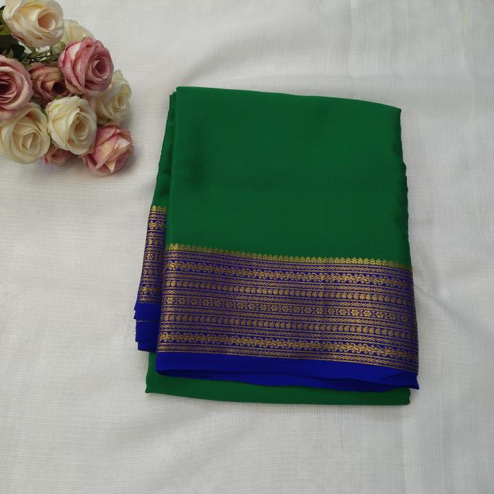 Kelly Green & Royal Blue Dual‑Tone Saree