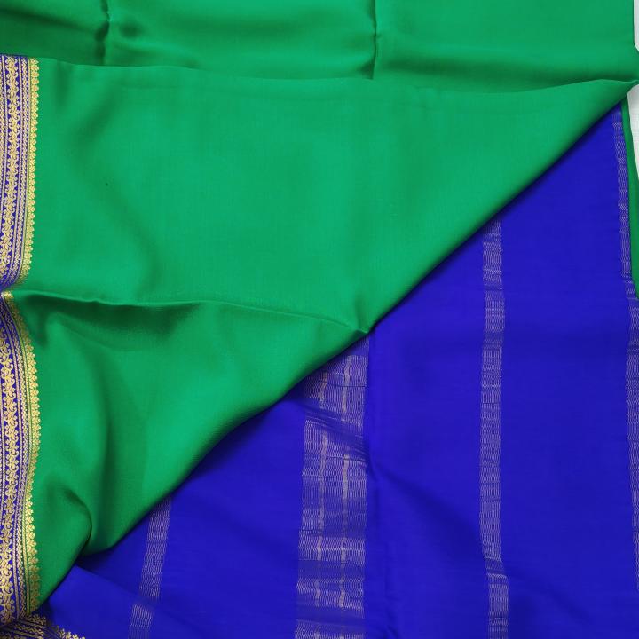 Kelly Green & Royal Blue Dual‑Tone Saree