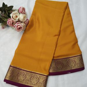 Mustard Yellow & Wine Dual‑Tone Saree