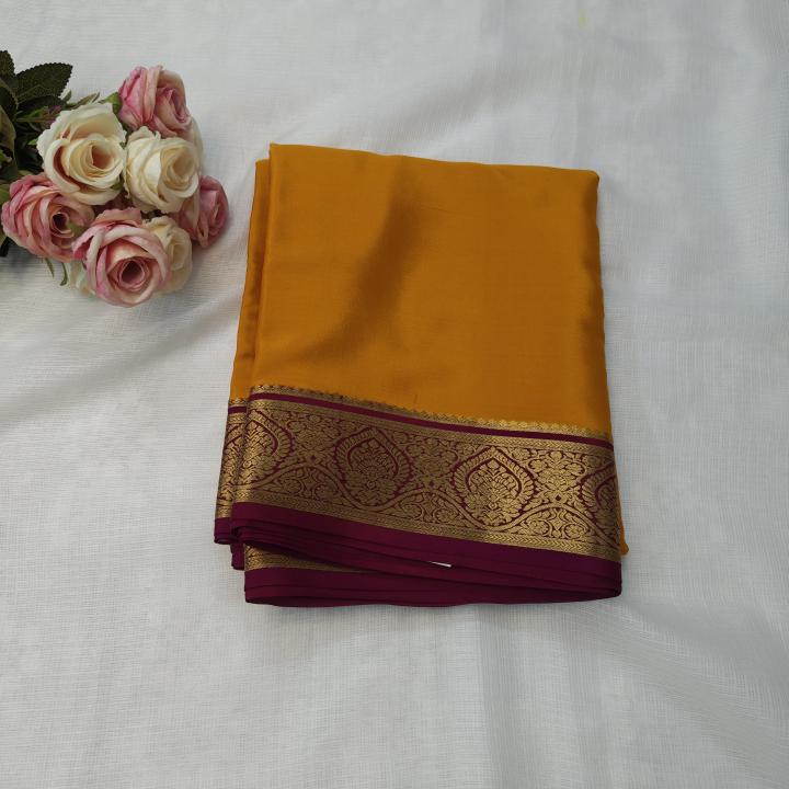 Mustard Yellow & Wine Dual‑Tone Saree