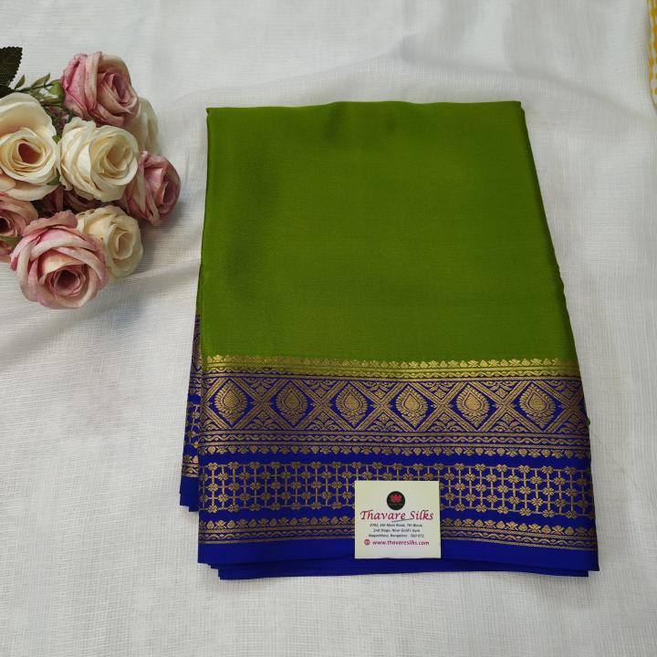 Parrot Green & Royal Blue Dual‑Tone Saree