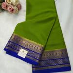 Parrot Green & Royal Blue Dual‑Tone Saree