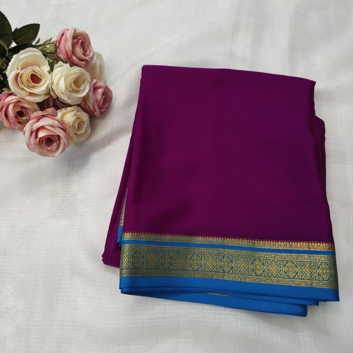 Deep Purple & Sky Blue Dual‑Tone Saree