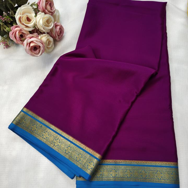 Deep Purple & Sky Blue Dual‑Tone Saree