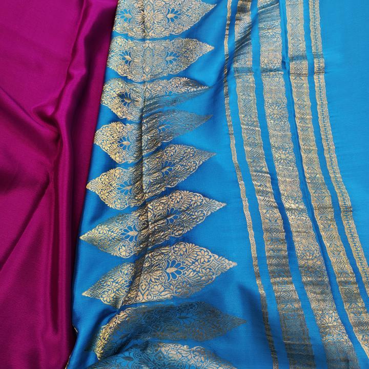 Deep Purple & Sky Blue Dual‑Tone Saree