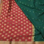 Bottle Green & Red Dual‑Tone Saree