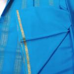 Sky Blue & Peacock Zari Border Saree