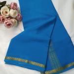 Sky Blue & Peacock Zari Border Saree
