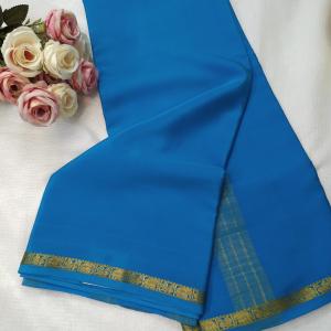 Sky Blue & Peacock Zari Border Saree