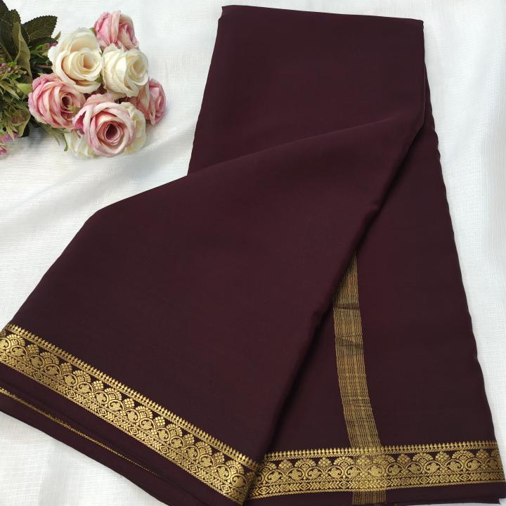 Dark Wine Zari Border Saree