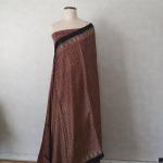Pure Modal Silk Ajrakh Saree in Crimson & Black with Artisanal Block Prints & Geometric Border