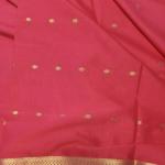 Semi Crepe Silk Saree in Rani Pink with Gold Zari Buttis & Classic Border