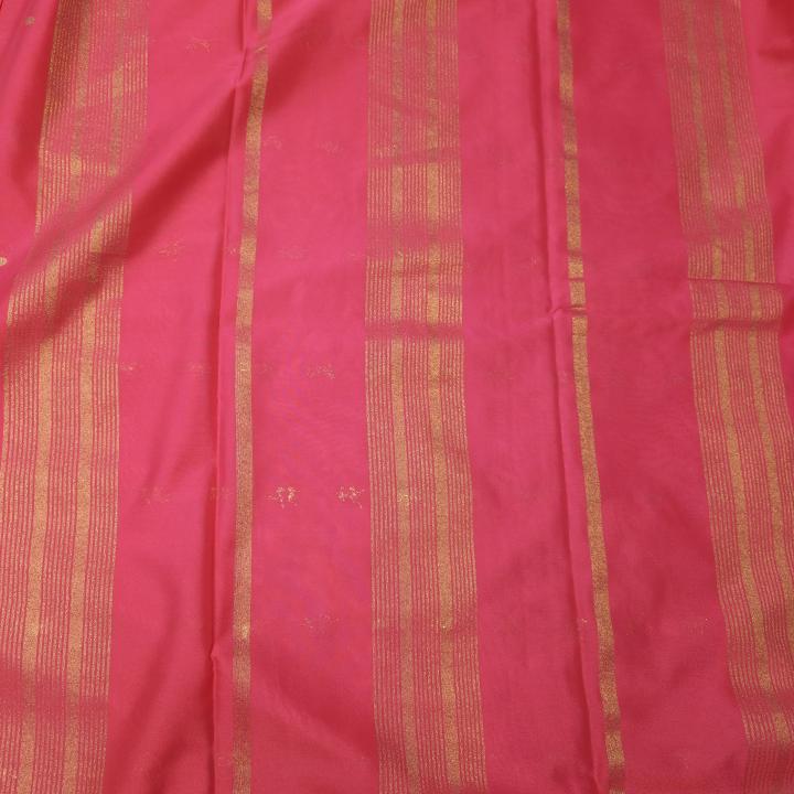 Semi Crepe Silk Saree in Rani Pink with Gold Zari Buttis & Classic Border