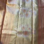 Semi Silk Saree with Geometric Prism Diamond Weave & Antique Gold Zari Border