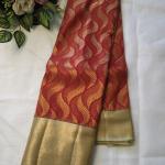 Semi Silk Saree in Crimson Red with Feather Wave Zari Weave & Rich Gold Border