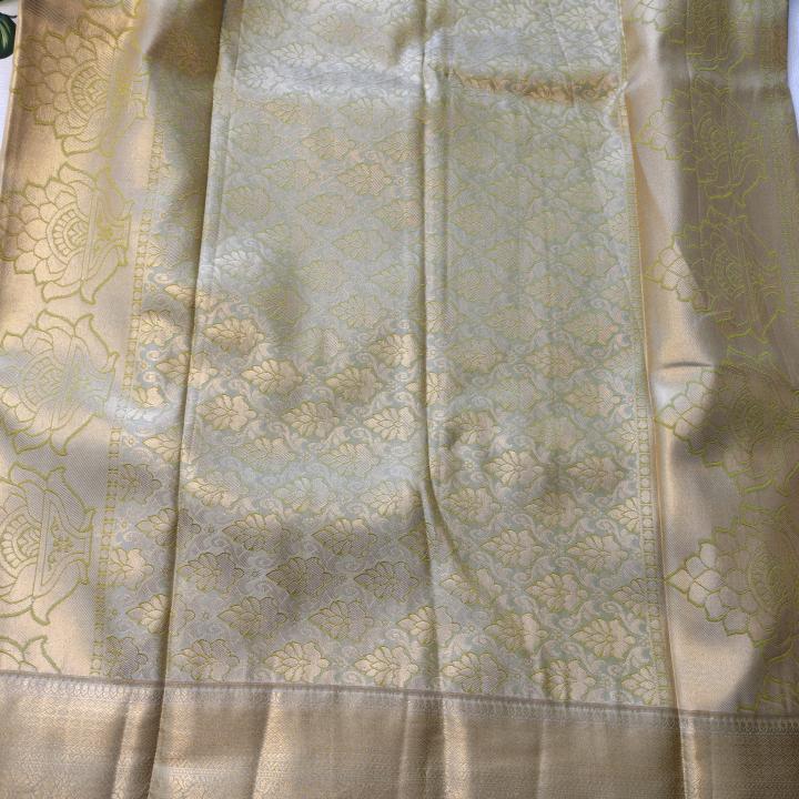 Semi Silk Saree in Crimson Red with Feather Wave Zari Weave & Rich Gold Border