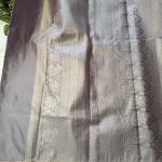 Semi Silk Saree in Mustard Gold with Micro Checks, Zari Buttis & Contrast Lavender Purple Border