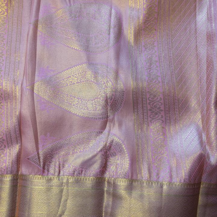 Semi Silk Saree in Tangerine Orange with All-Over Brocade Jaal & Contrast Baby Pink Zari Border