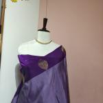 Soft Silk Saree in Lavender & Deep Purple with Gold Zari Buttis & Leaf Motifs