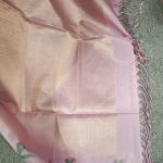 Soft Silk Saree in Forest Green & Pastel Lilac Pink with Floral Ikat Border & Zari Buttis