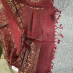 Soft Silk Saree in Olive Moss Green & Maroon Red with Antique Gold Zari Paisley Motifs