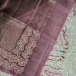 Soft Silk Saree in Emerald Green & Dusty Mauve Purple with All-Over Floral Jaal & Brocade Border