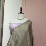 Soft Silk Saree in Champagne Beige & Pastel Lavender with All-Over Floral Jaal & Brocade Pallu
