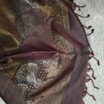 Soft Silk Saree in Soft Lavender & Dark Plum Brown with Gold Zari Leaf Motifs & Brocade Pallu