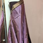 Soft Silk Saree in Soft Lavender & Dark Plum Brown with Gold Zari Leaf Motifs & Brocade Pallu