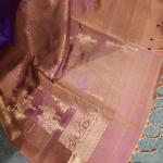 Soft Silk Saree in Royal Purple & Copper Rose Gold with Zari Motifs & Brocade Border