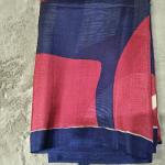 Semi Tussar Silk Saree in Beige with Abstract Geometric Block Print & Tassel Pallu